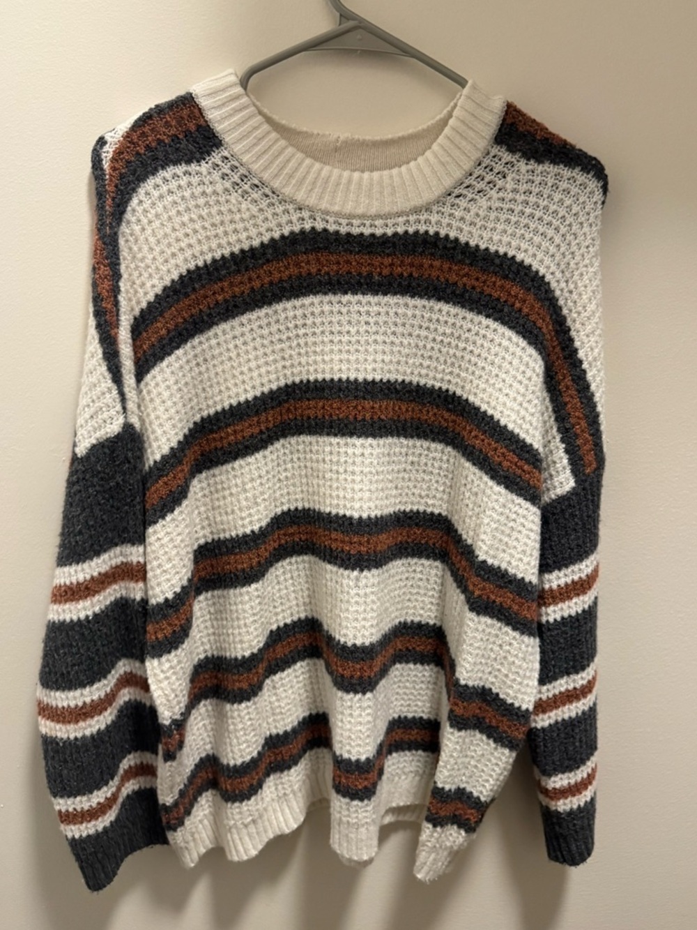 American Eagle Stripped Waffle Sweater
